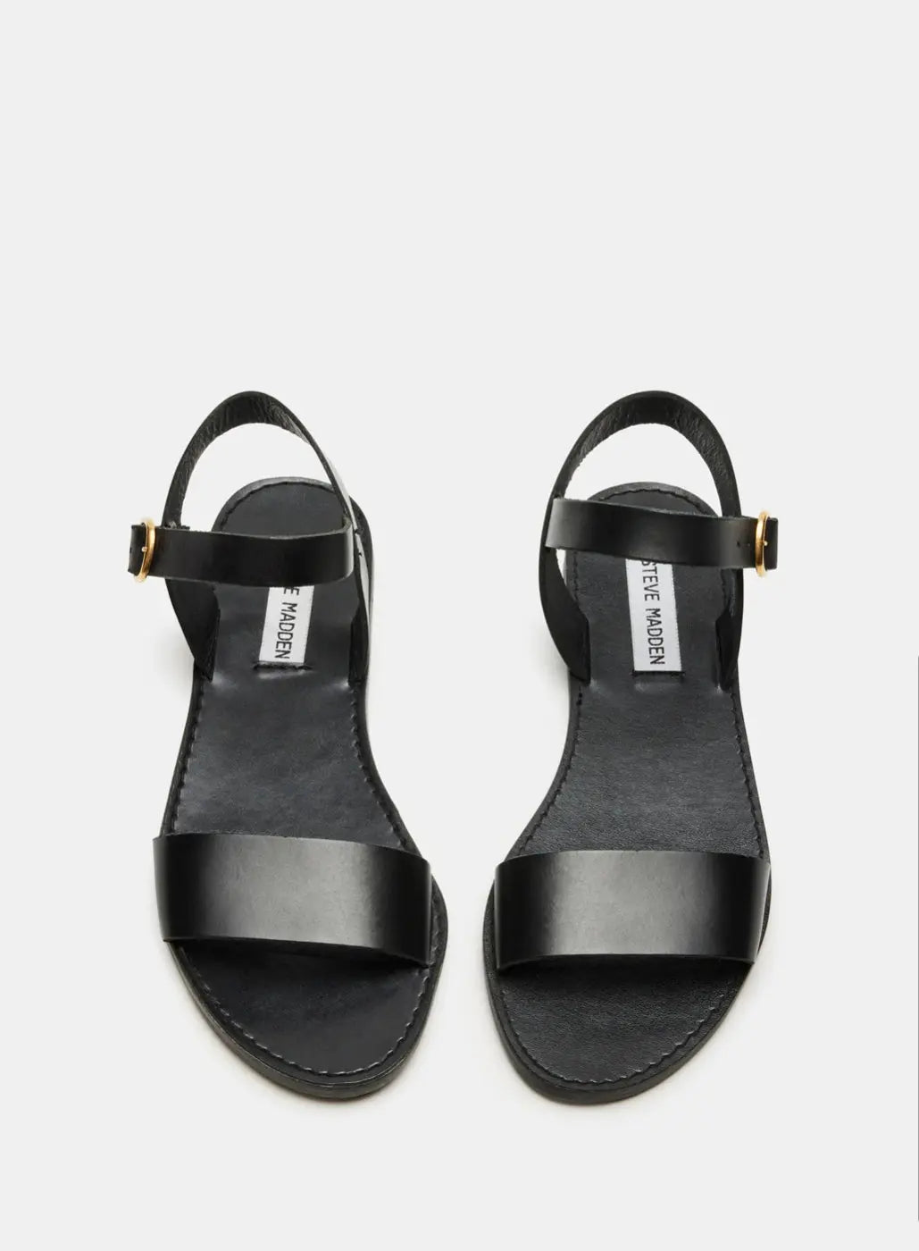 Donddi Black Leather Sandals Steve Madden