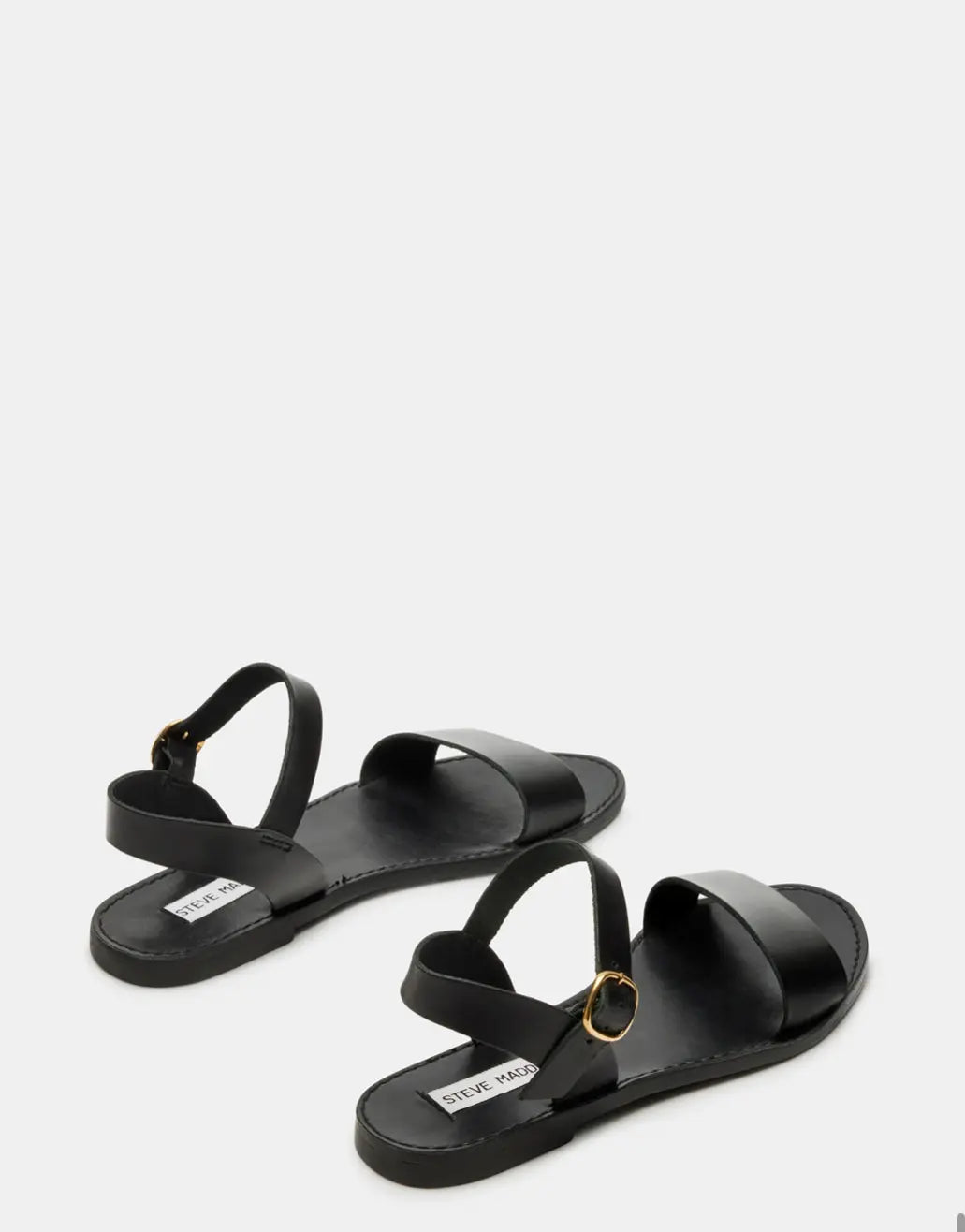 Donddi Black Leather Sandals Steve Madden