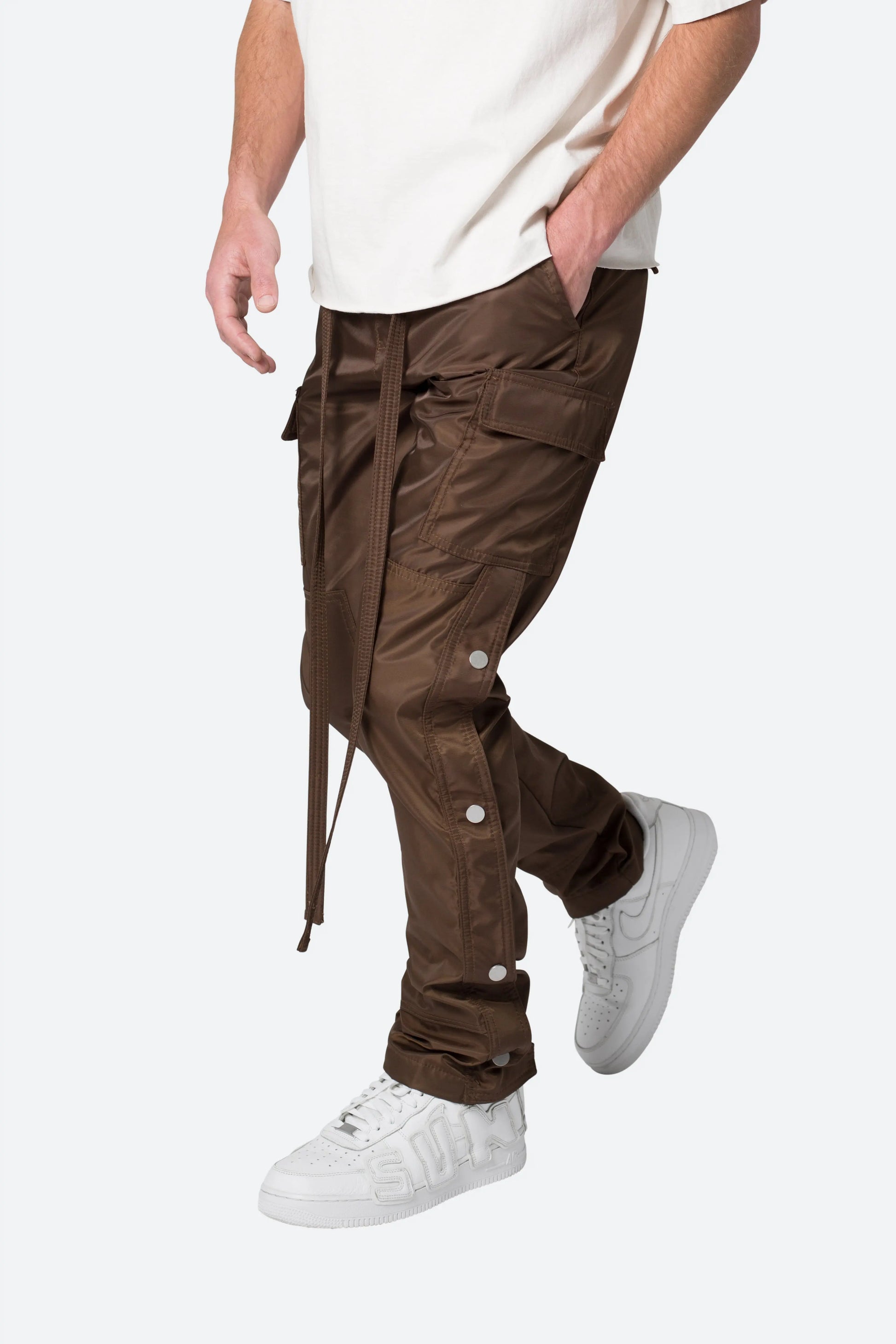 Snap Zipper II Cargo Pants - Brown mnml